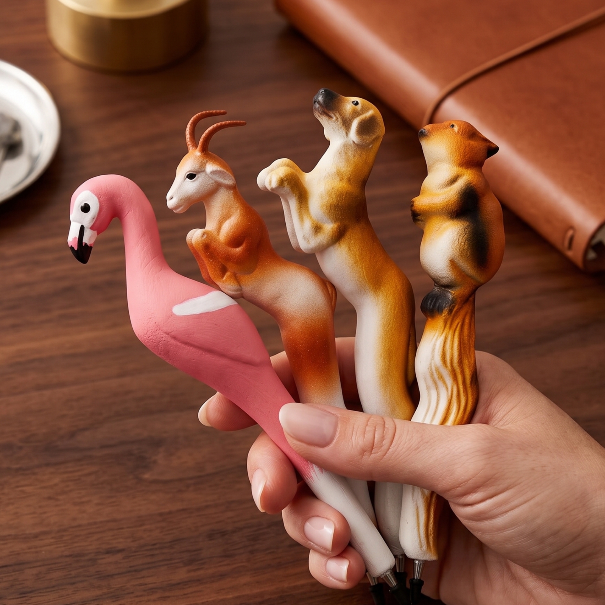 🦩 Handcrafted Wooden Animal Ballpoint Pens