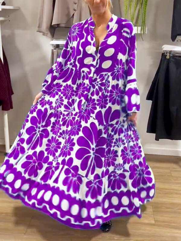 NEW🔥 V Neck Button Printed Dress
