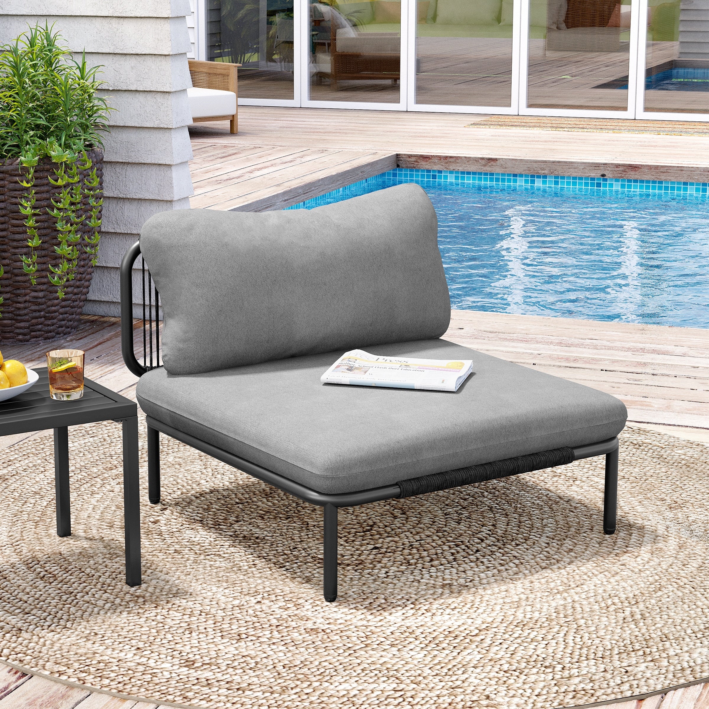 Outdoor Cushioned Sectional Sofa Chat Set Patio Furniture Conversation Set, Free Combination