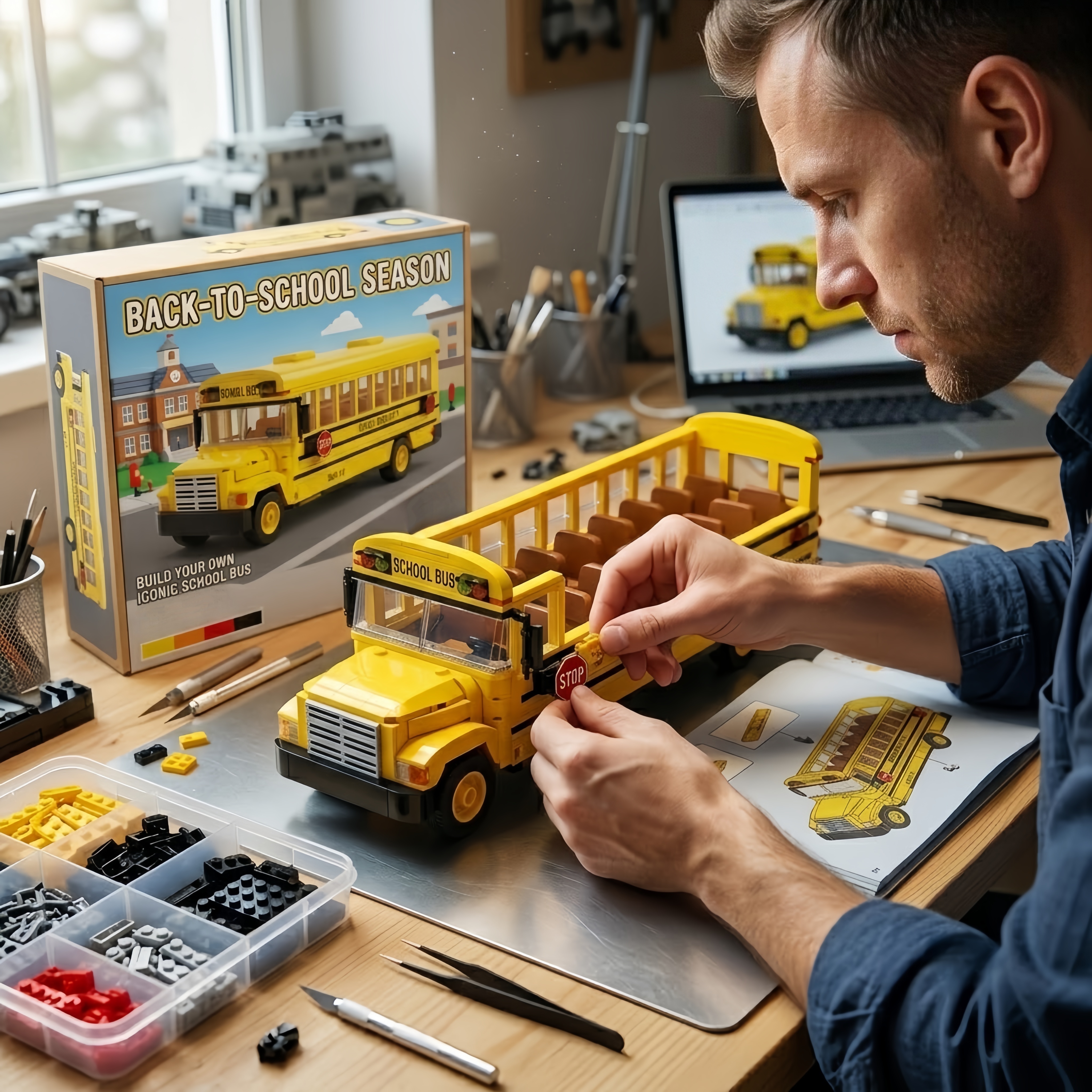 Back-to-School Season School Bus Building Set