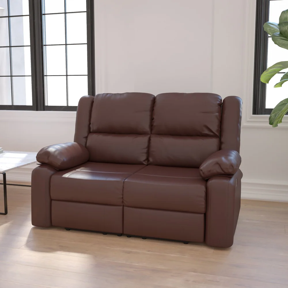 Harmony Series Reclining Loveseat with Plush Pillow-Back Cushions for Ultimate Comfort & Style - Black LeatherSoft