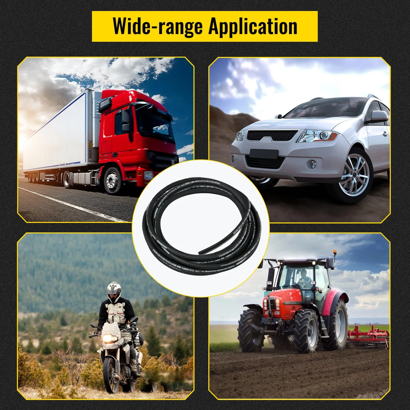 Double Steel Wire Braided High Pressure Hydraulic Hose, 3/8 & 1/2 Inch ID, 50ft / 328ft Bulk Rubber Hydraulic Oil Tube 5000PSI for Automotive Industrial Machinery