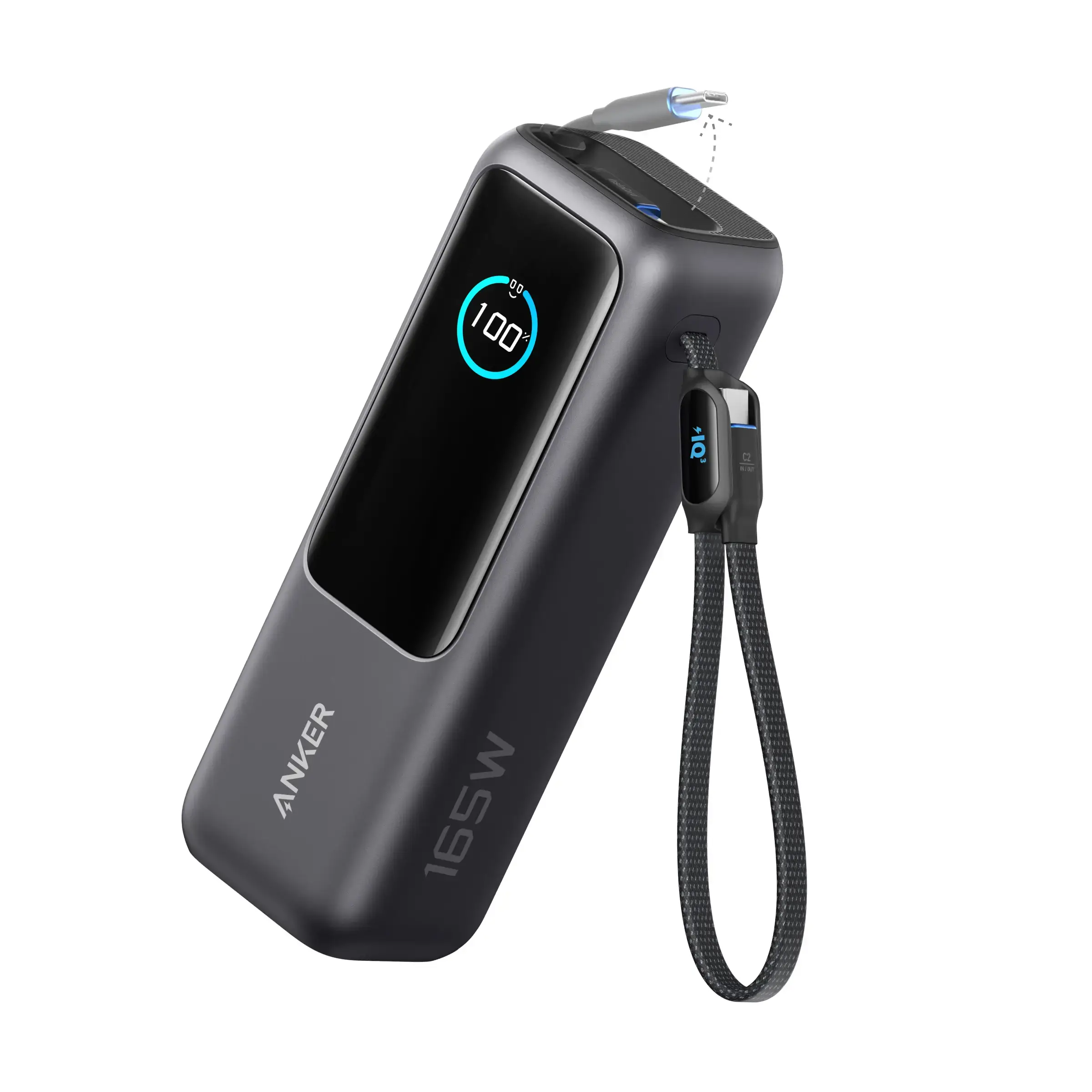 Portable Laptop Power Bank with Built-In Cables, 25000mAh High-Capacity Battery, Fast Charging for 4 Devices, Ideal for Office & Trips, Compatible with iPhone, MacBook, Galaxy