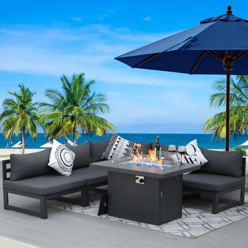 FINCATI Aluminum Outdoor Patio Furniture Conversation Sectional Sofa Set