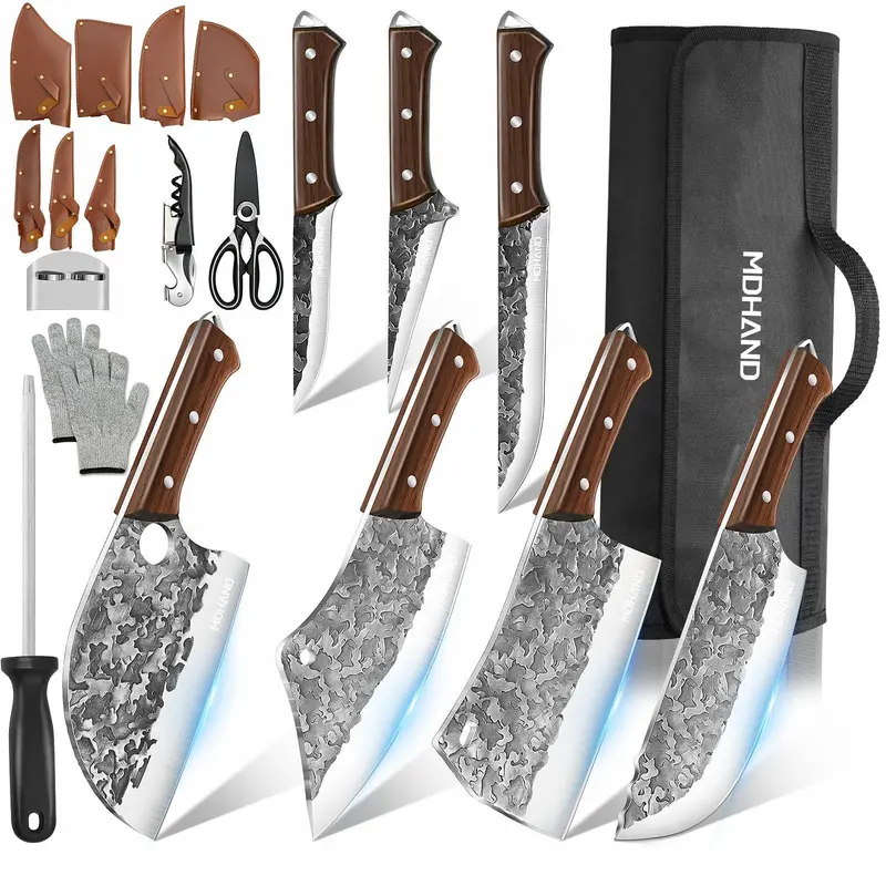 🔥 Special Offer — 14-Piece High-Carbon Stainless Steel Kitchen Knife Set with Wooden Handles & Accessories 🔪