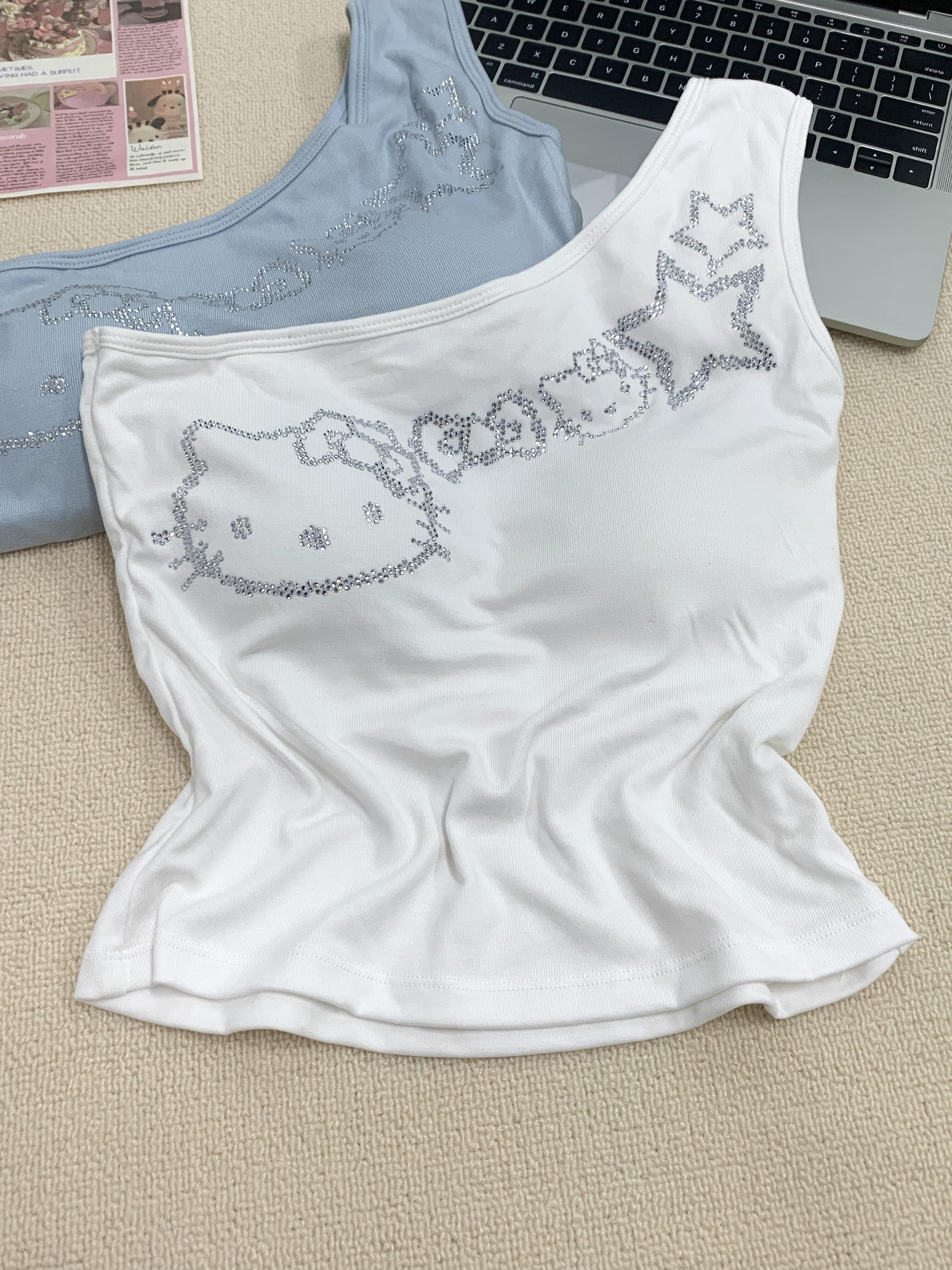 Hellokitty One Shoulder Tank Tops