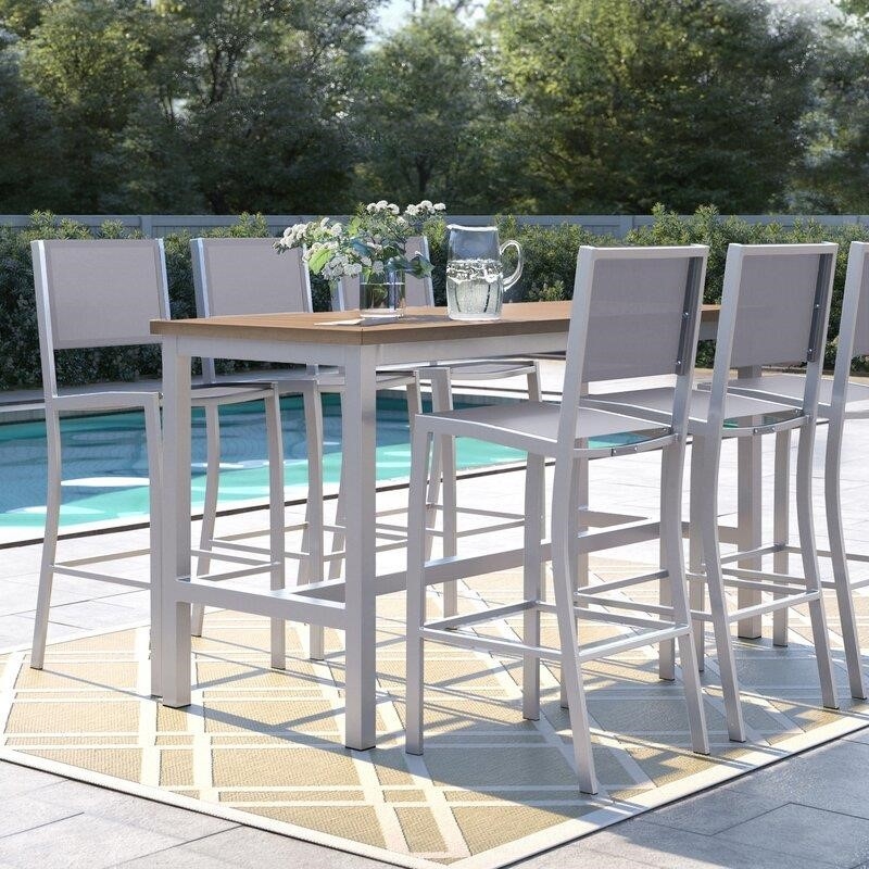 Mckinnon Rectangular 6 - Person 73'' Long Aluminum Bar Height Dining Set