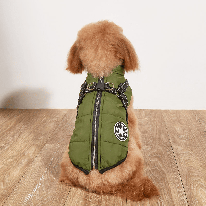 Waterproof Winter Dog Jacket with Built-in Harness