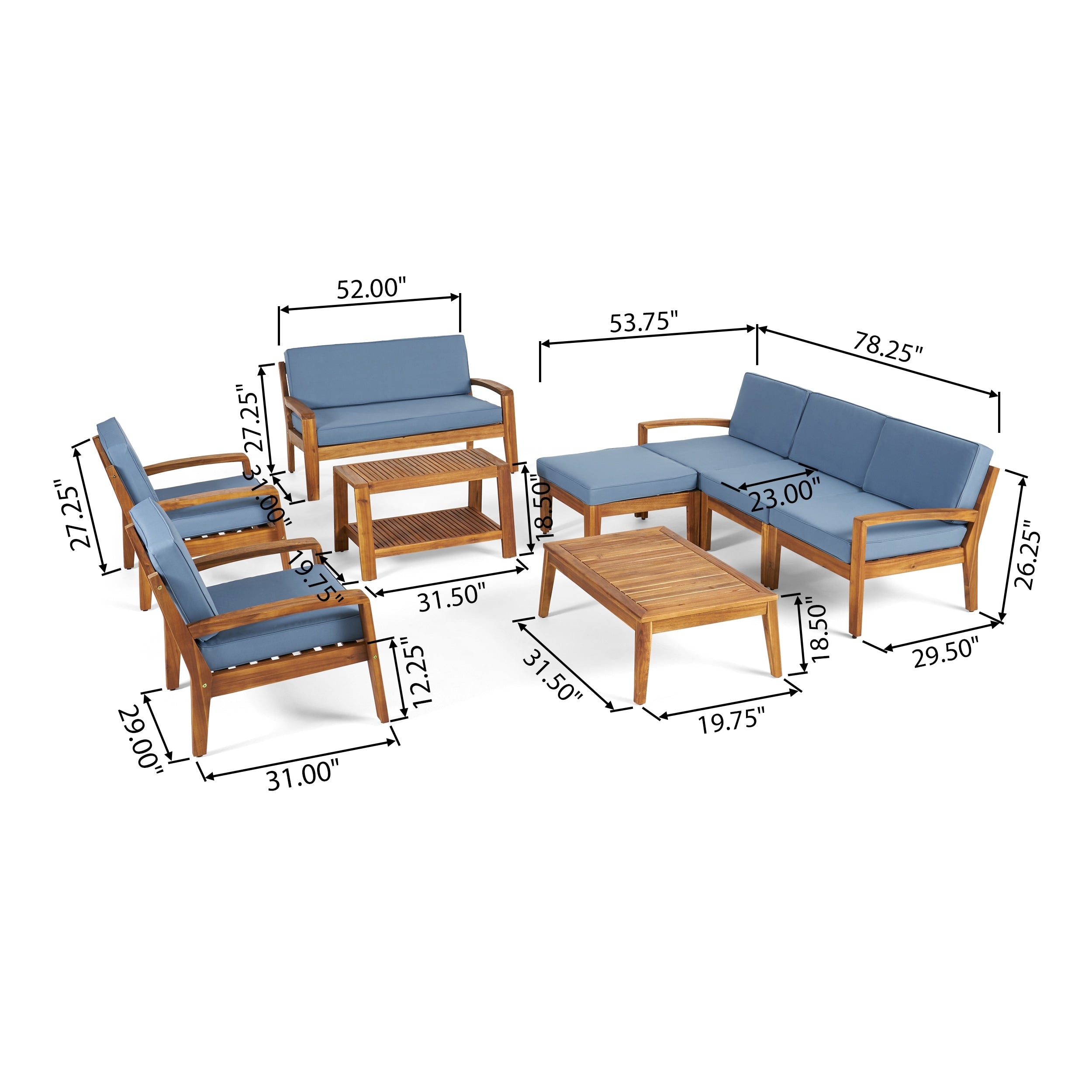 Grenada 7-Seater Sectional Sofa Chat Set with Ottoman by Christopher Knight Home