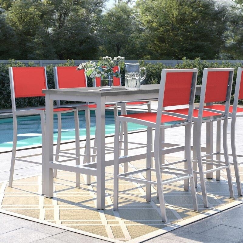 Mckinnon Rectangular 6 - Person 73'' Long Aluminum Bar Height Dining Set