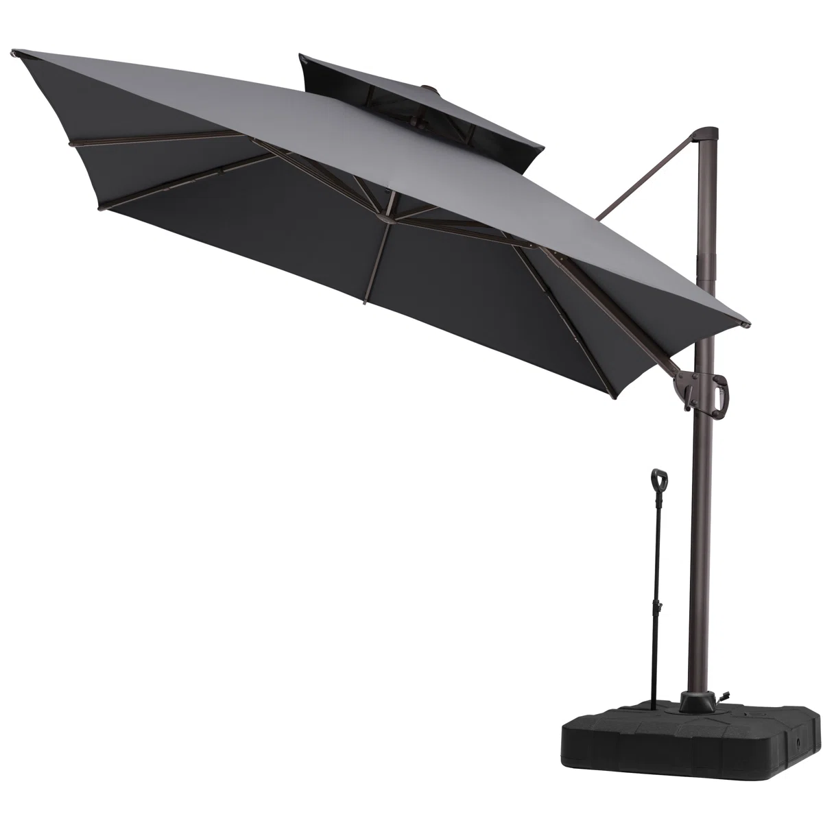 118'' Square Cantilever Umbrella with Counter Weighted Wheel Base