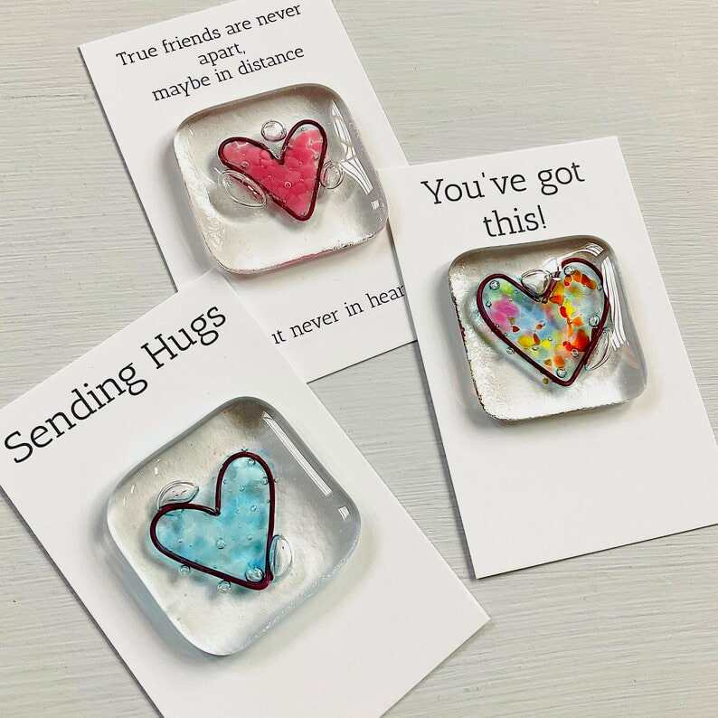 Fused Glass Heart Pocket Token