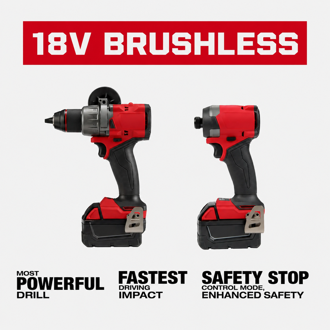 🔥 18V Brushless Cordless Drill & Impact Driver Combo Kit with 2 Batteries & Case