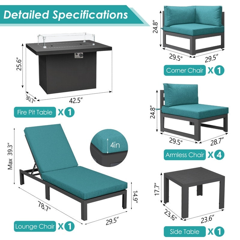 FINCATI Aluminum Outdoor Patio Furniture Conversation Sectional Sofa Set