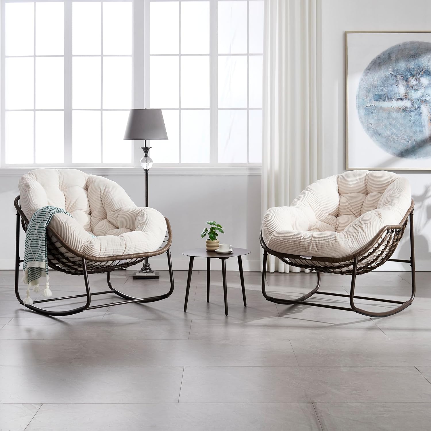 Oversized Outdoor Egg Rocking Chair with Thick Cushion – Comfortable Patio & Indoor Lounge Seating Clearance Sale