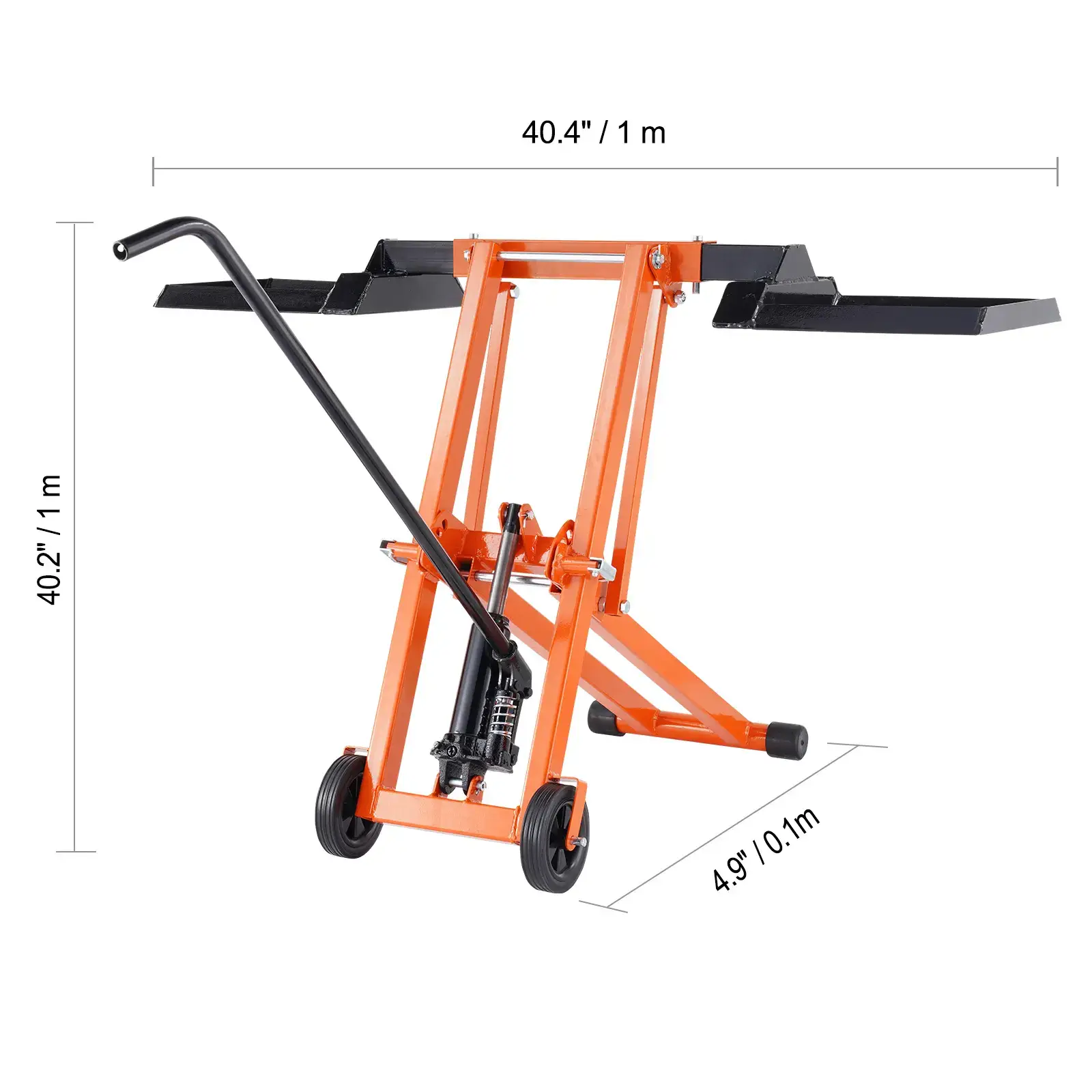 Lawn Mower Lift with Hydraulic Jack,  500 Lbs Weight Capacity, Solid Carbon Steel Lawn Mower Lift, Adjustable Movable Lawn Lifter for Riding Tractors and Zero Turn Lawn Mowers, Orange