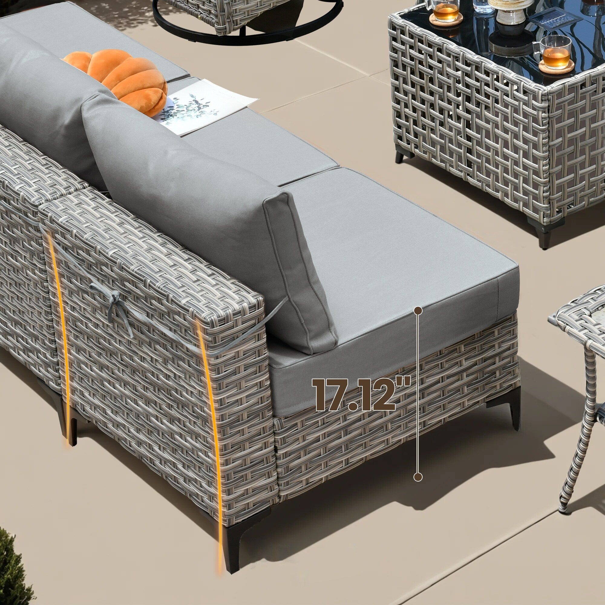 XIZZI 10-piece Patio Furniture Wicker Sectional Set with Swivel Chair