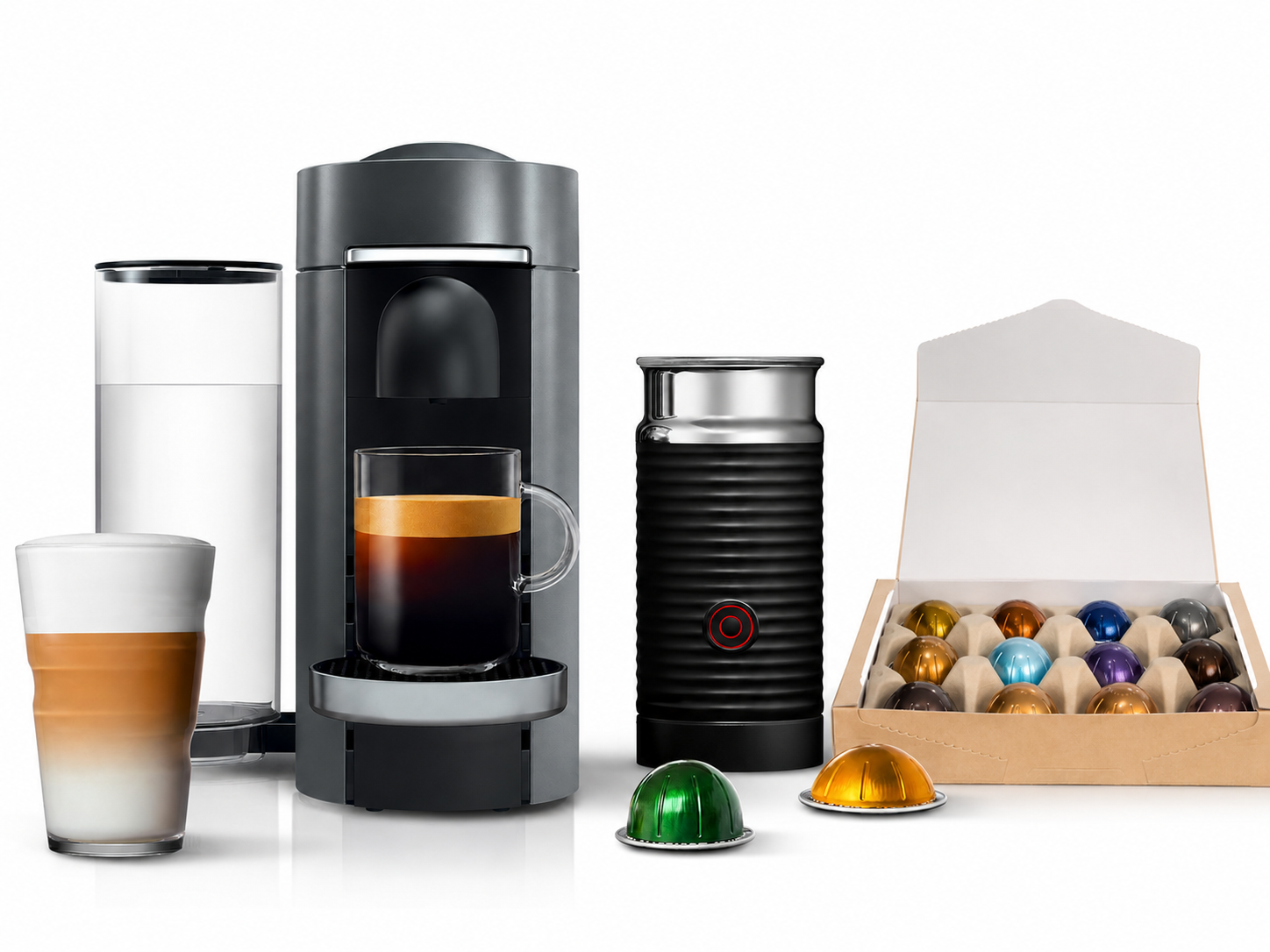 ✨ Deluxe Coffee & Espresso Maker with Milk Frother – Titanium Finish, 110V