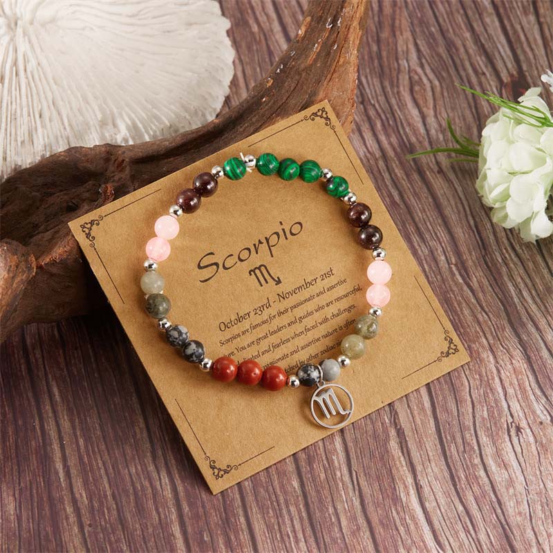 Bracelets with twelve zodiac sign stones