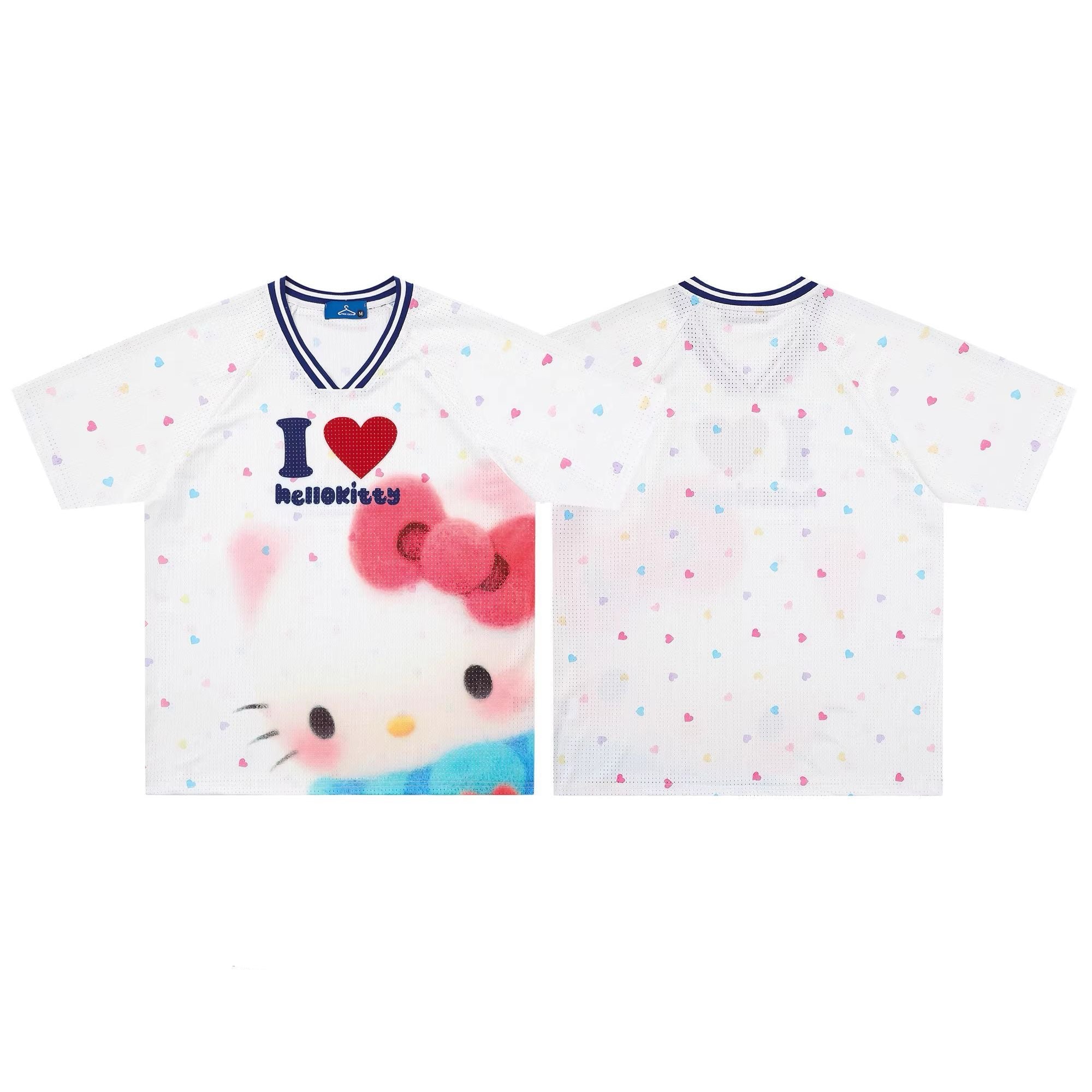 Hello Kitty White Jersey Loose T-Shirts