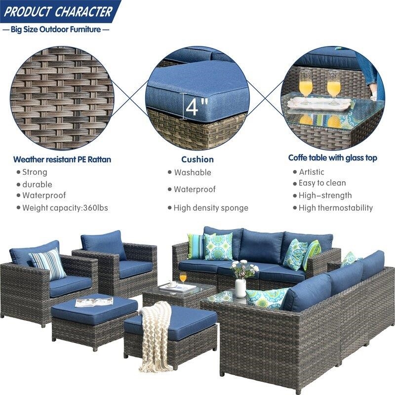 Parachute Wicker/Rattan 360 - Person Seating Group with Cushions