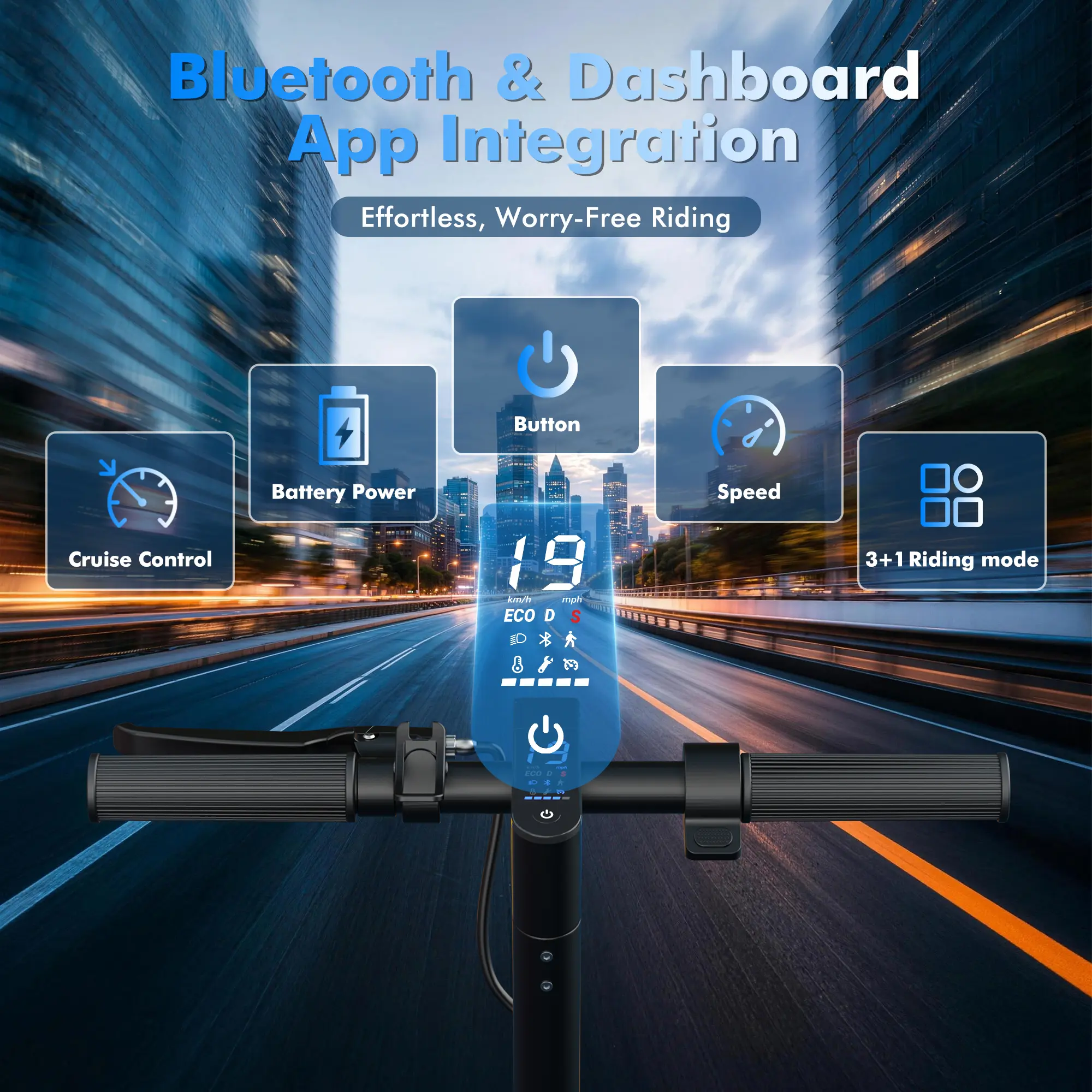 Foldable Electric Scooter, 350W Motor, 36V Battery, 19mph Max Speed, 12-15 Miles Range, 4-Speed, App-Controlled, Dual ABS Brakes, Portable Commuter E-Scooter