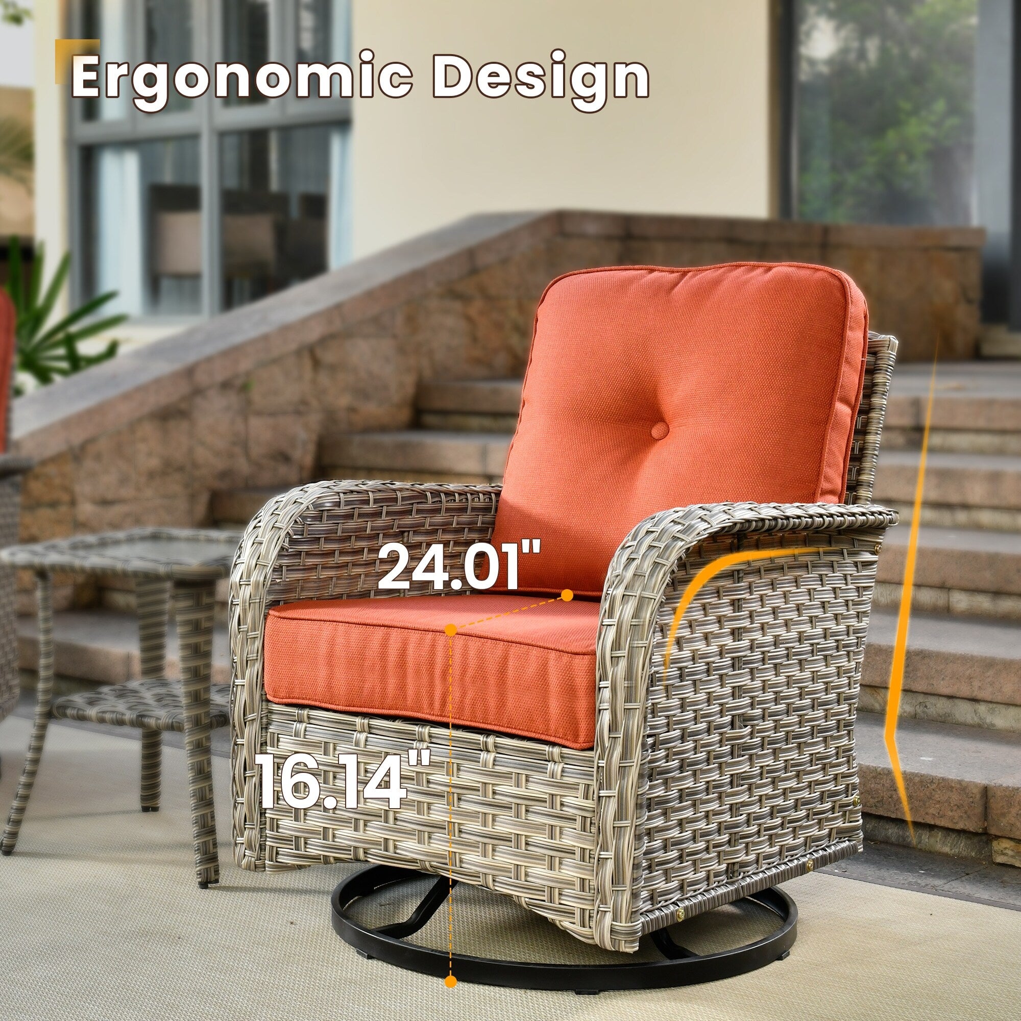 XIZZI 10-piece Patio Furniture Wicker Sectional Set with Swivel Chair