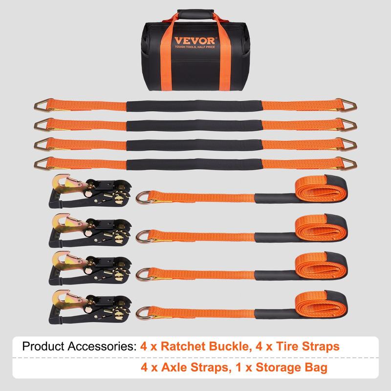 4-Pack Polyester Ratchet Tie Down Straps 2x120