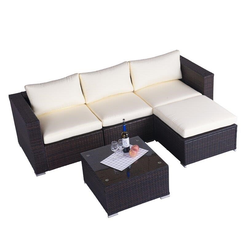 Jahala Wicker/Rattan 6 - Person Seating Group with Cushions