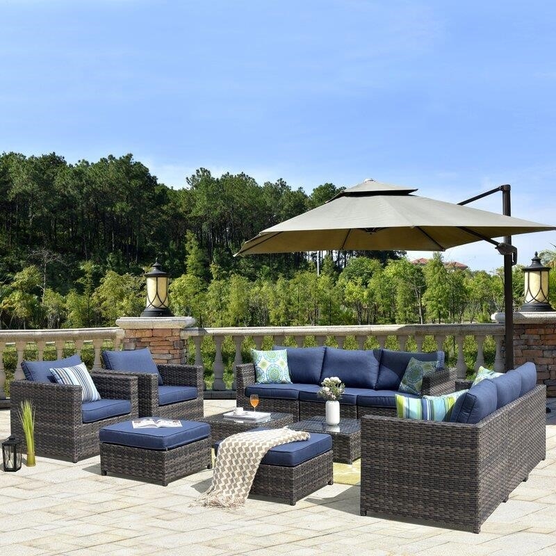 Cassville Wicker/Rattan 8 - Person Seating Group with Cushions