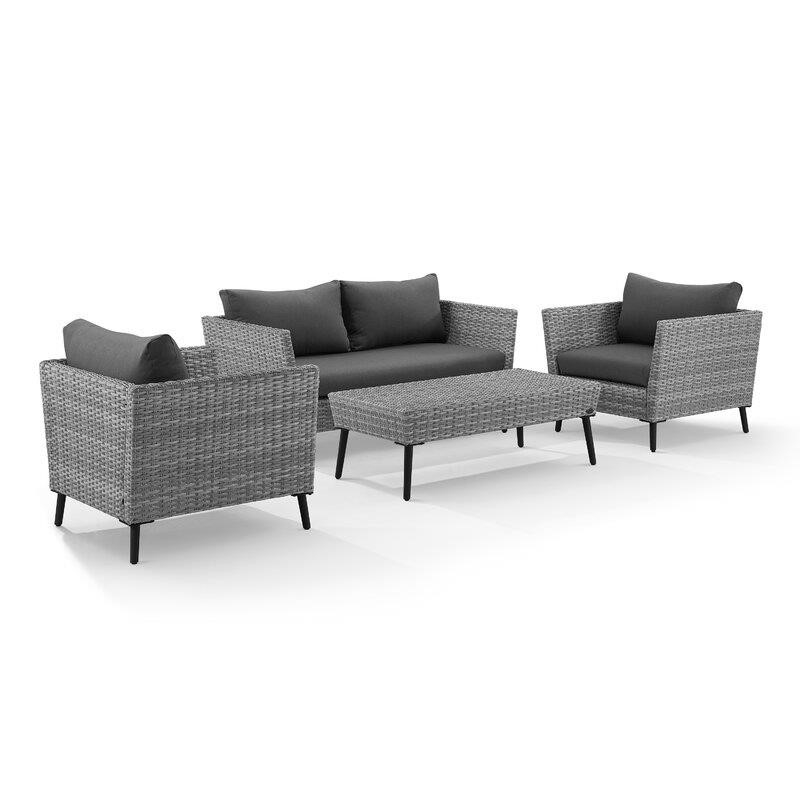 Nico Wicker/Rattan 4 - Person Seating Group with Cushions