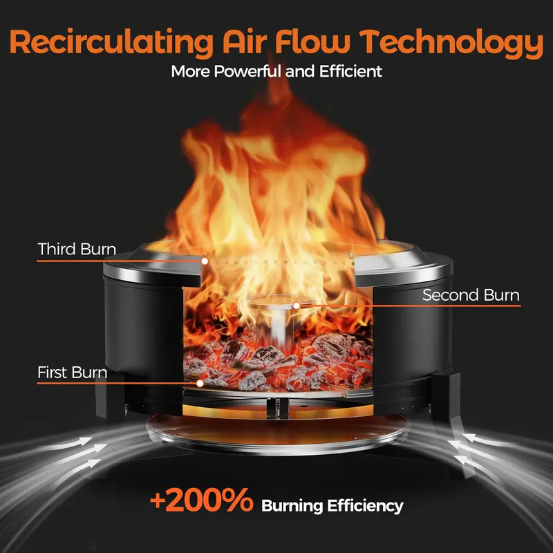 OUTDOORS Smokeless Fire Pit 22/27-Inch with Cooking Grill for Outdoor Use