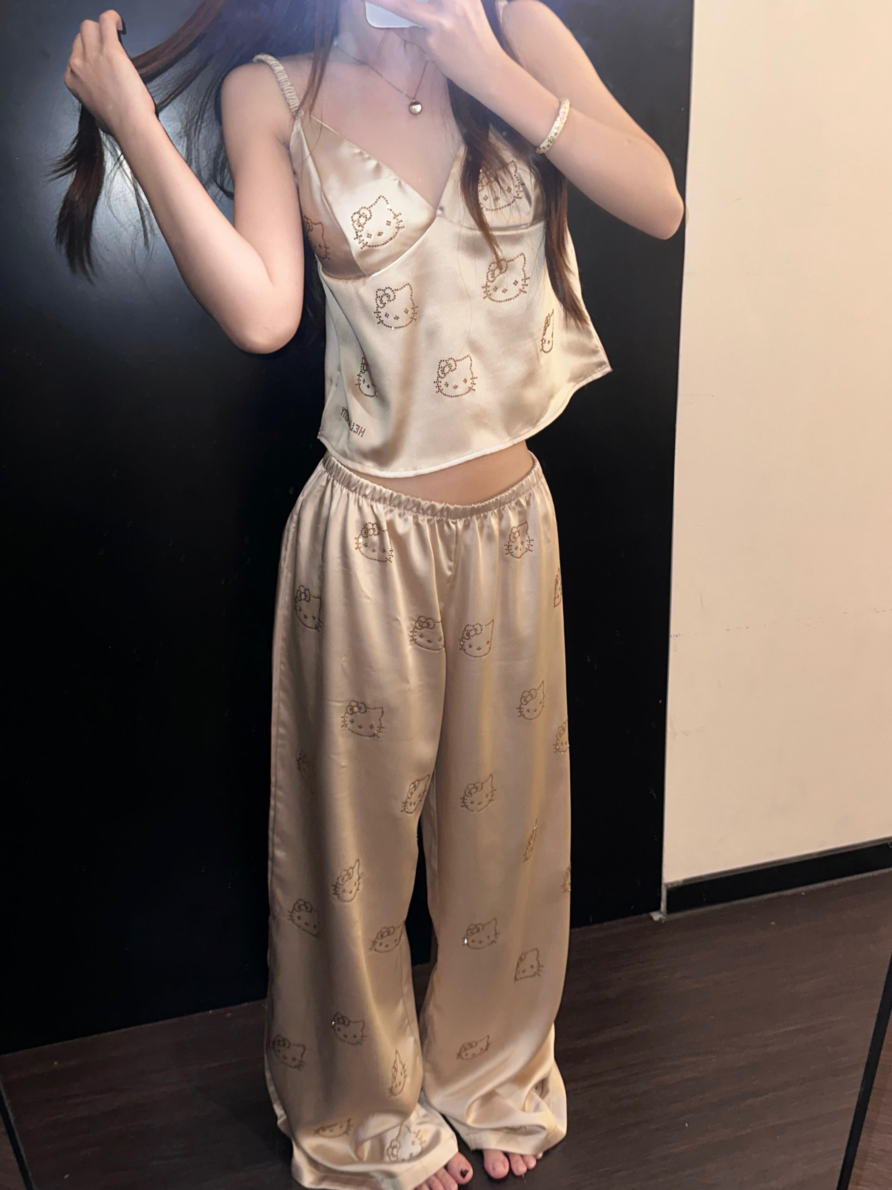 Hellokitty Champagne Satin Pajama Set