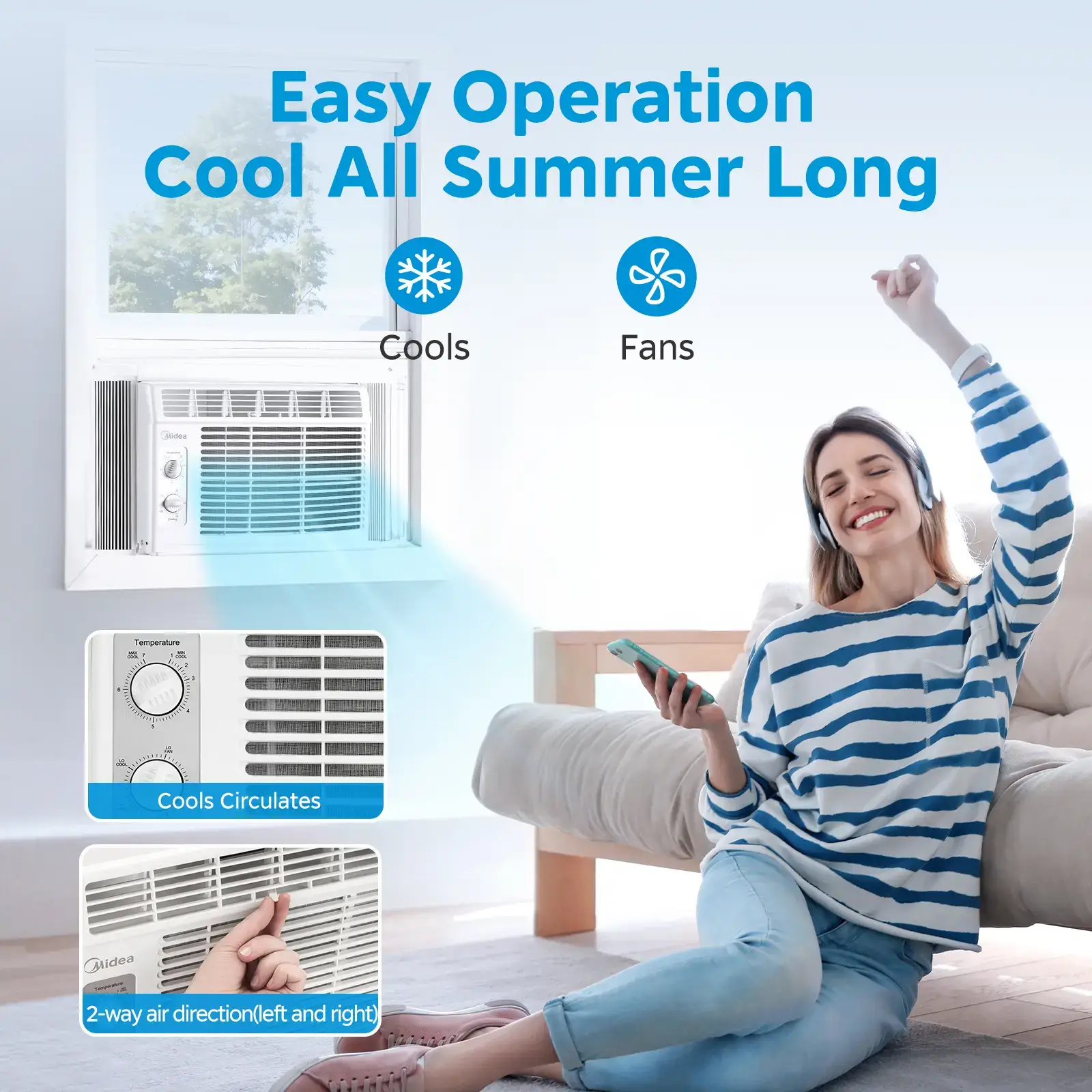 5000 BTU Small Window Air Conditioner, Mechanical & Digital Remote Control Options for Rooms Up To 150 Sq.Ft