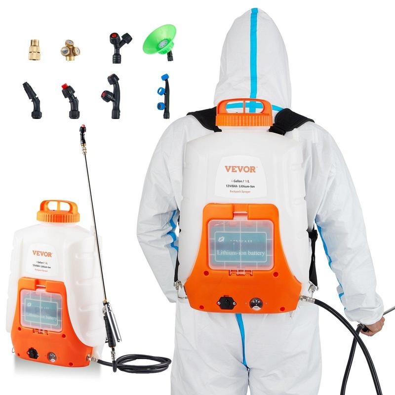 Battery Powered Backpack Sprayer,  4 Gallons Electric Backpack Sprayer, 2 Wands & 8 Nozzles, Adjustable 0-90 PSI, 4H Runtime, Portable Yard Garden Lawn Sprayers for Weeding Spraying Cleaning