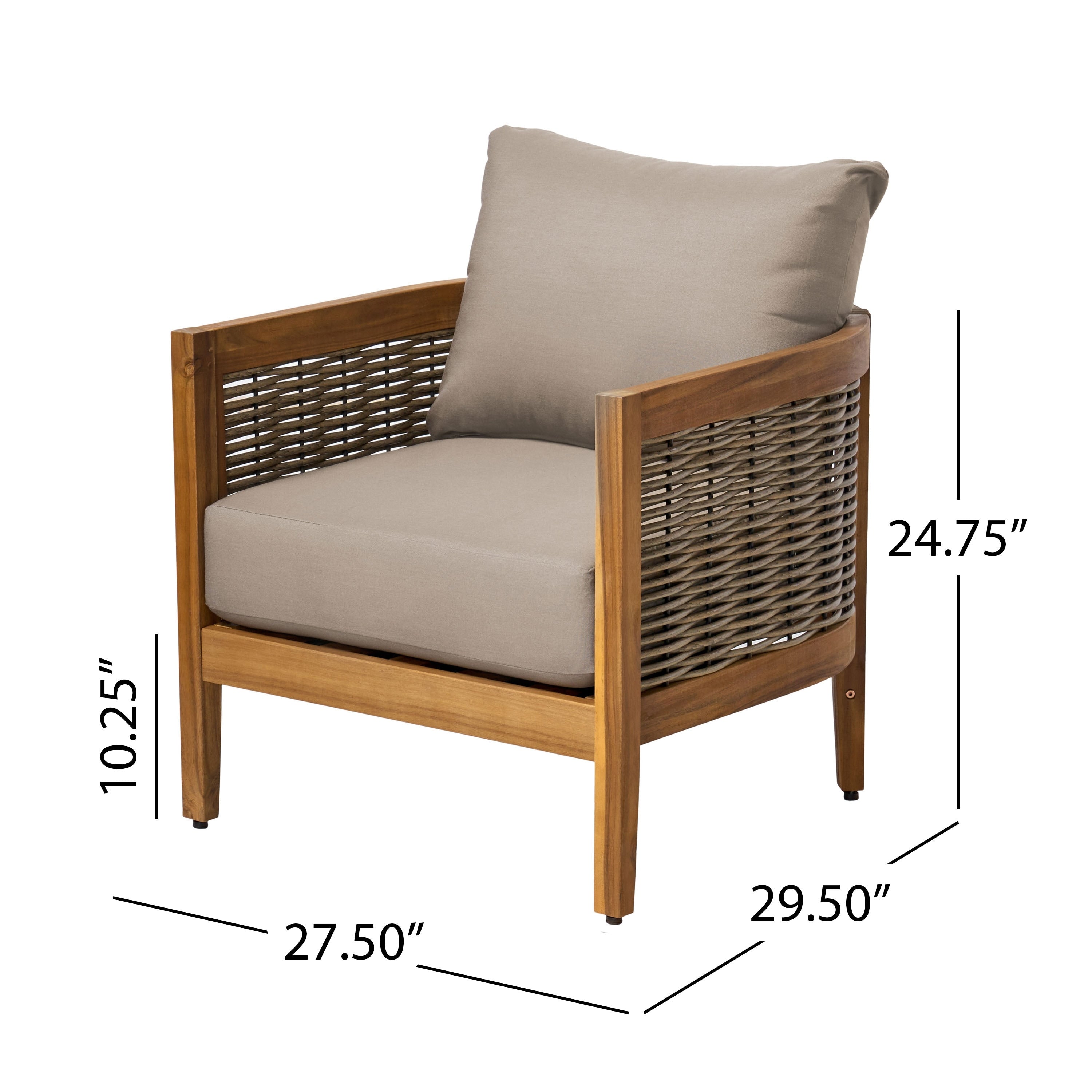 Burchett Outdoor Acacia Wood and Wicker 4 Seater Chat Set with Optional Sunbrella Cushions by Christopher Knight Home