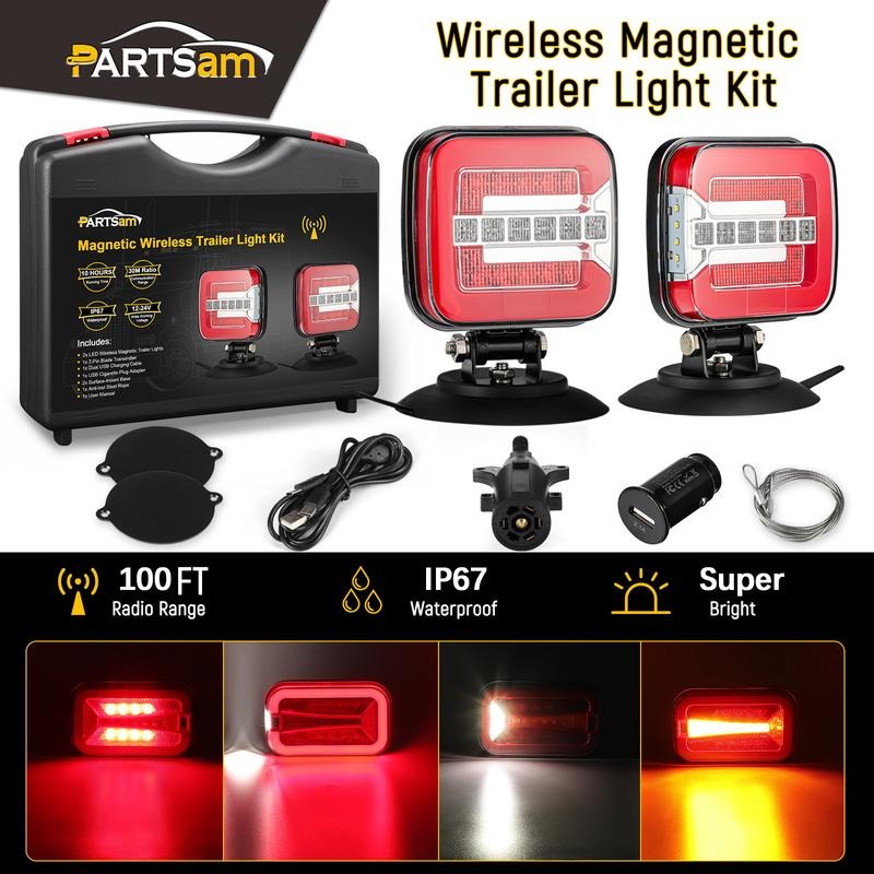 Partsam Wireless Magnetic Trailer Lights Kit for Trucks and Trailers
