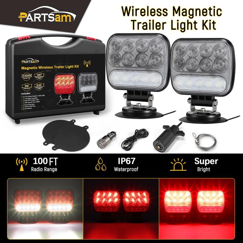 Partsam Wireless Magnetic Trailer Lights Kit for Trucks and Trailers