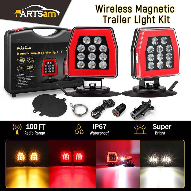 Partsam Wireless Magnetic Trailer Lights Kit for Trucks and Trailers