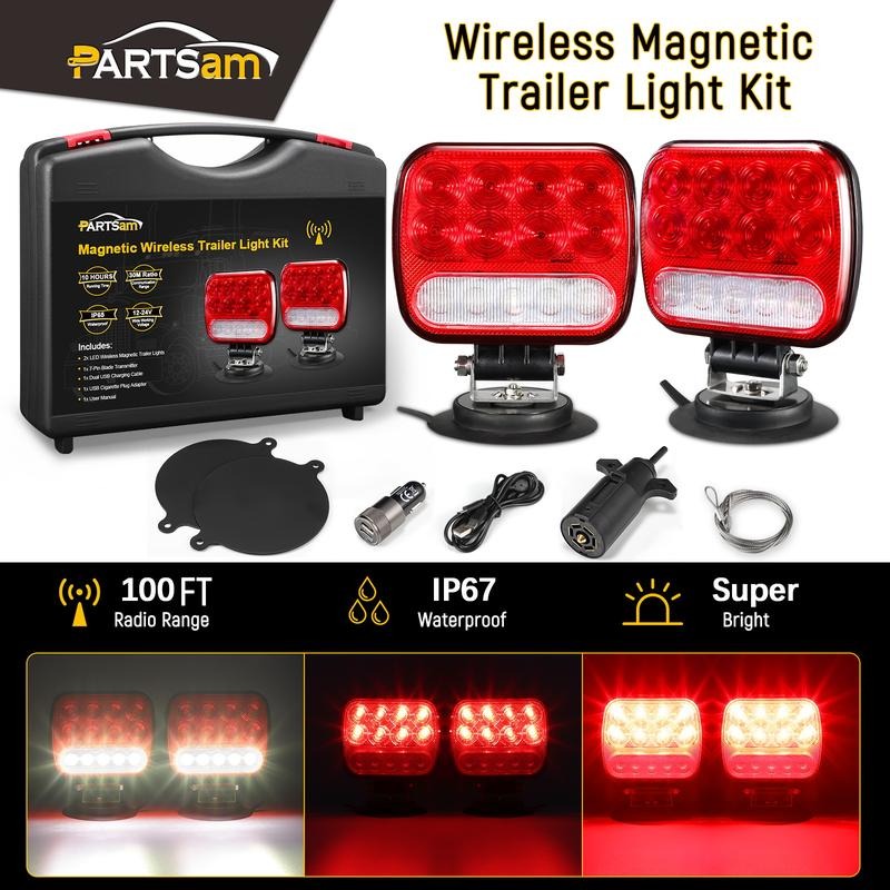 Partsam Wireless Magnetic Trailer Lights Kit for Trucks and Trailers