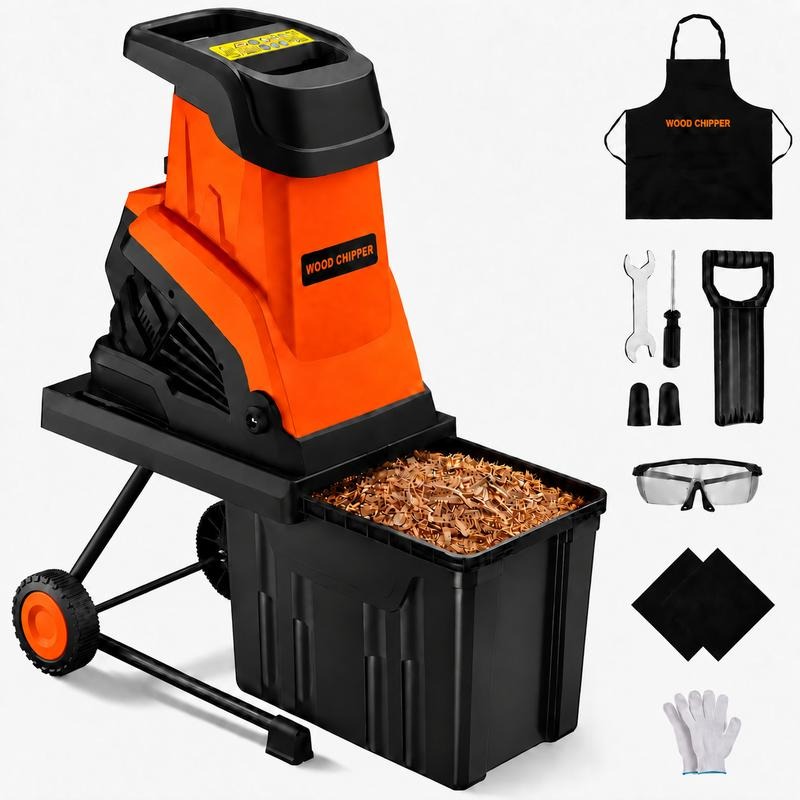 Electric Wood Chipper Shredder, 15-Amp Portable Yard Mulcher