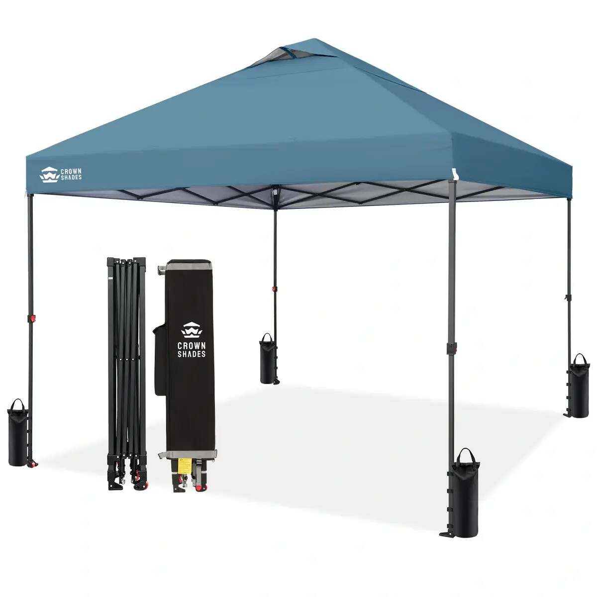 10x10 Pop Up Canopy - Patented Center Lock One Push Instant Outdoor Canopy Beach Tent with STO-N-Go Bag 8 Stakes & 4 Sand Bags