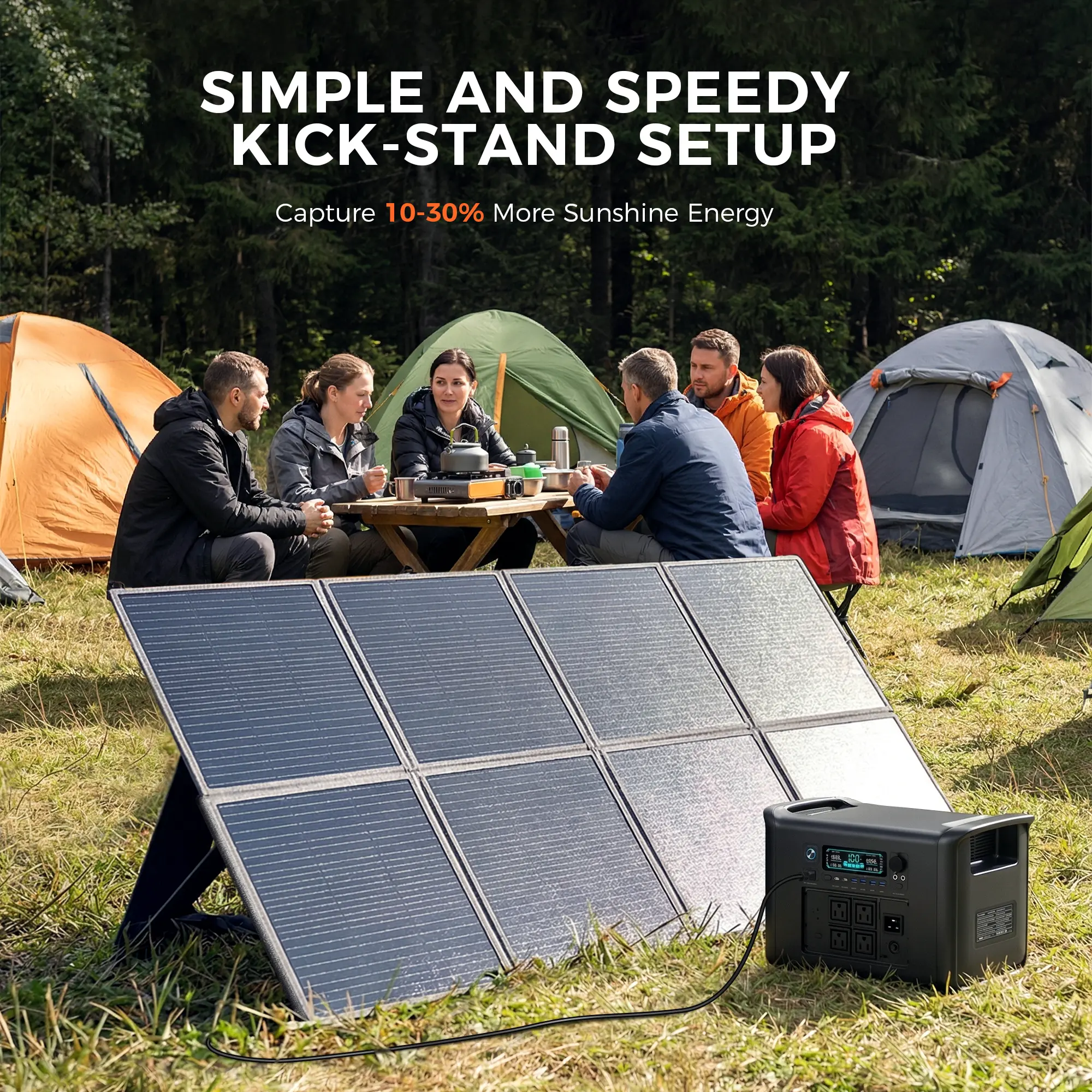400W Foldable Solar Panel – 41V 10A Portable Off-Grid Charger for RV, Camping & Home Backup, High-Efficiency ETFE Design with Adjustable Brackets and Multiple Connectors