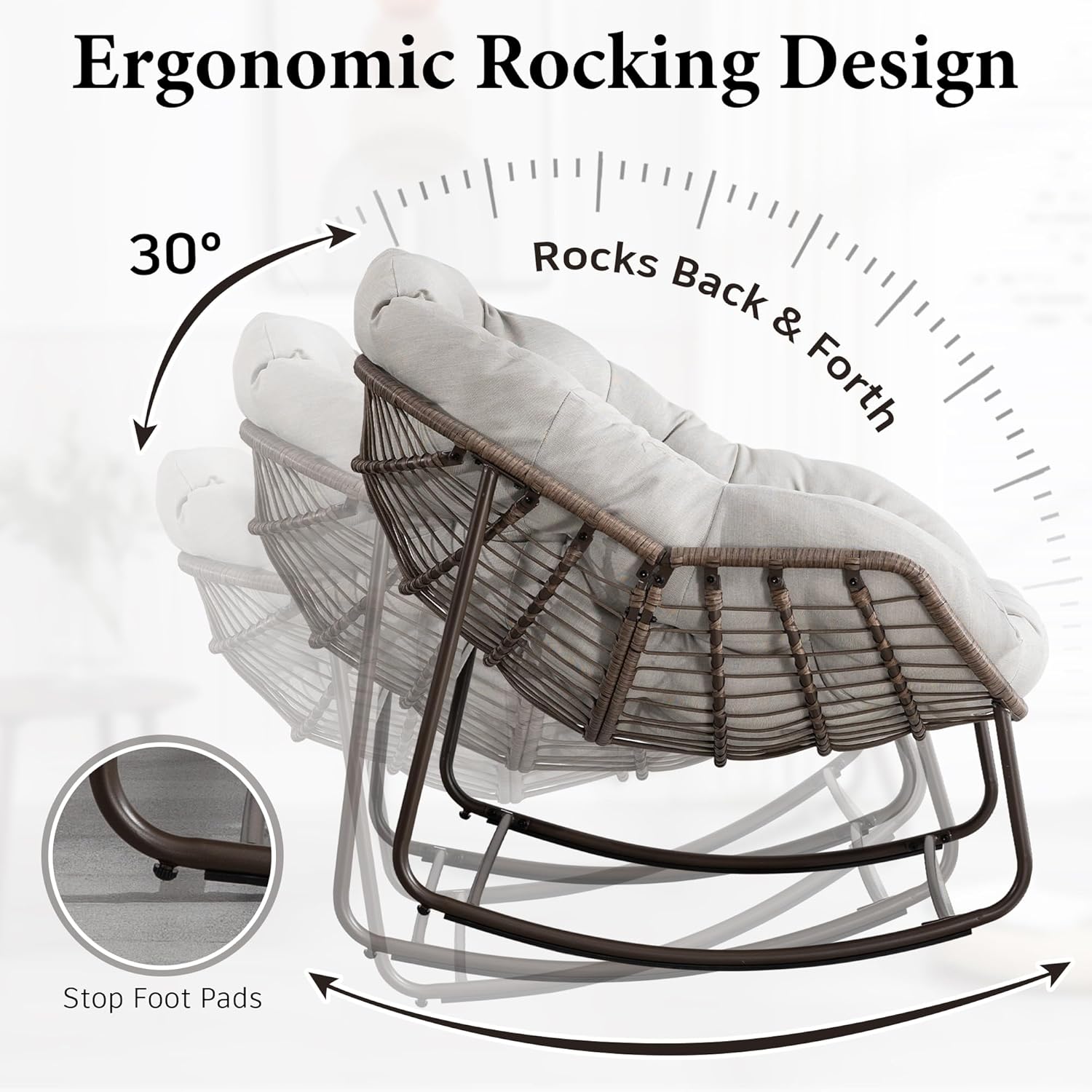 Oversized Outdoor Egg Rocking Chair with Thick Cushion – Comfortable Patio & Indoor Lounge Seating Clearance Sale