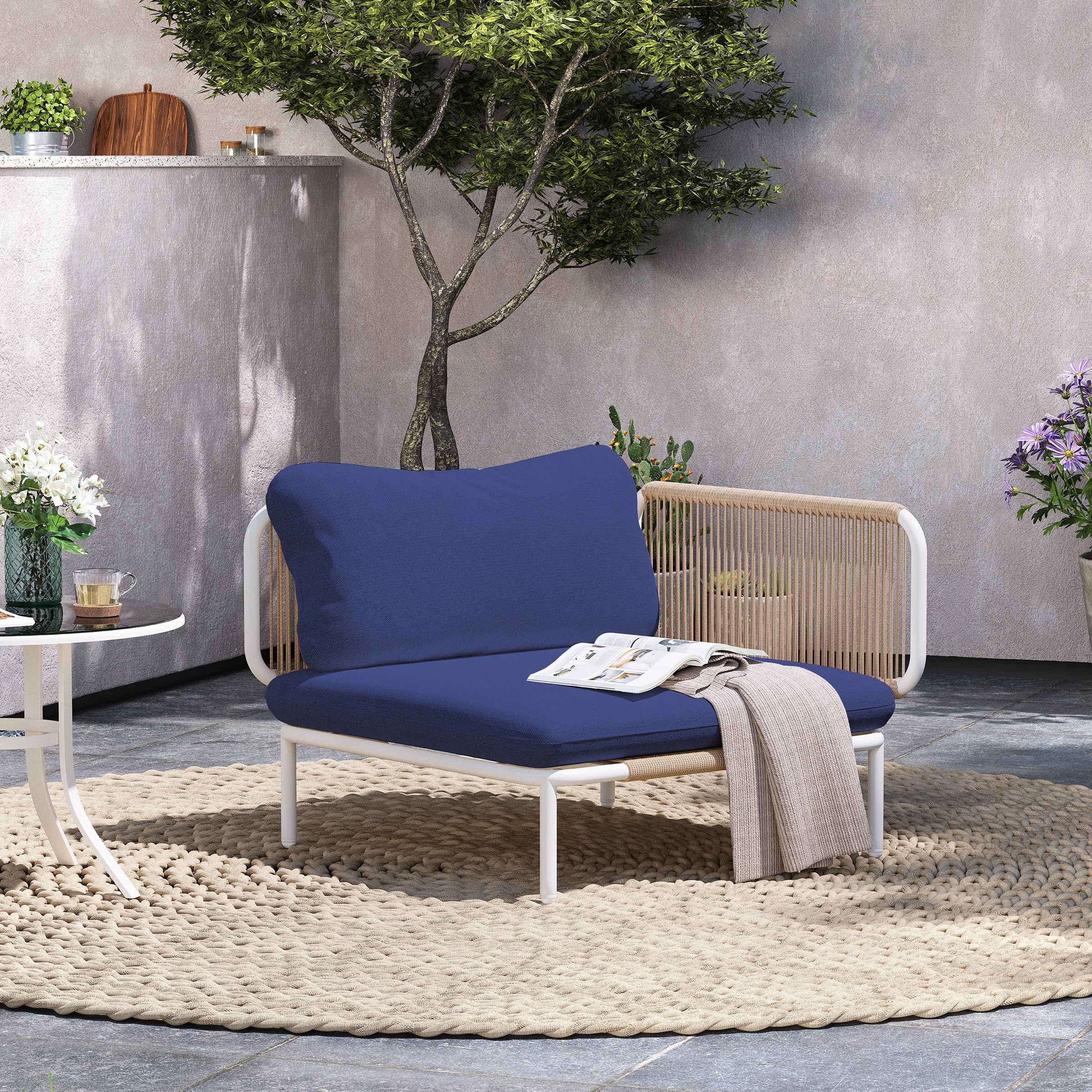 Outdoor Cushioned Sectional Sofa Chat Set Patio Furniture Conversation Set, Free Combination