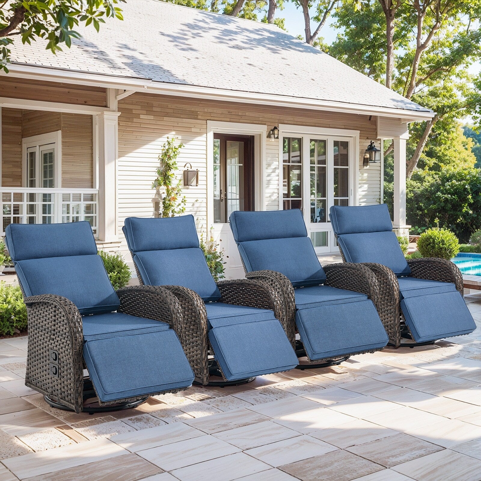 Pocassy Reclining Patio Chair with Adjustable Backrest