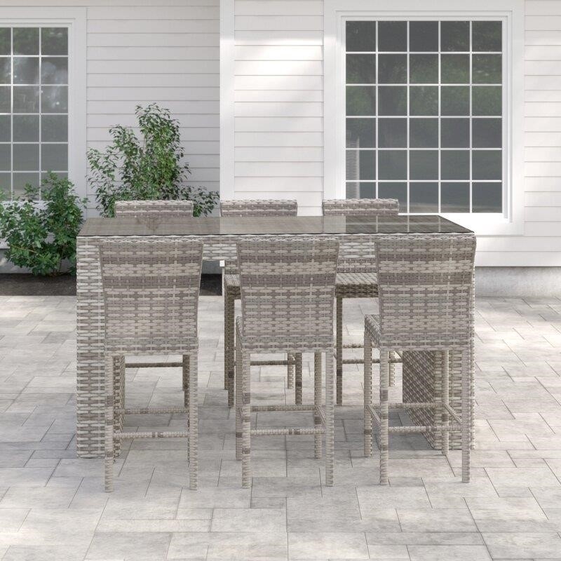 Falmouth Rectangular 6 - Person 76'' Long Bar Height Dining Set