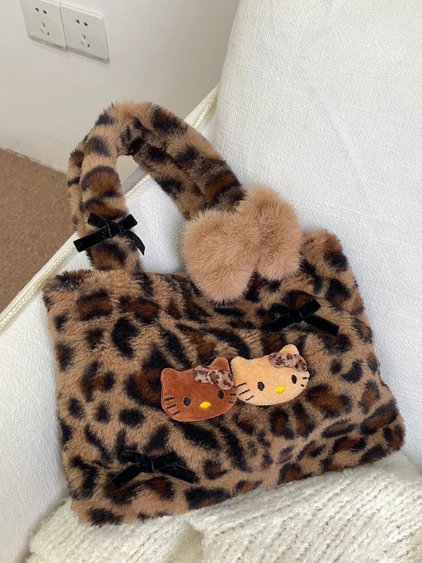 Hellokitty Leopard Print Plush Bag Handbags