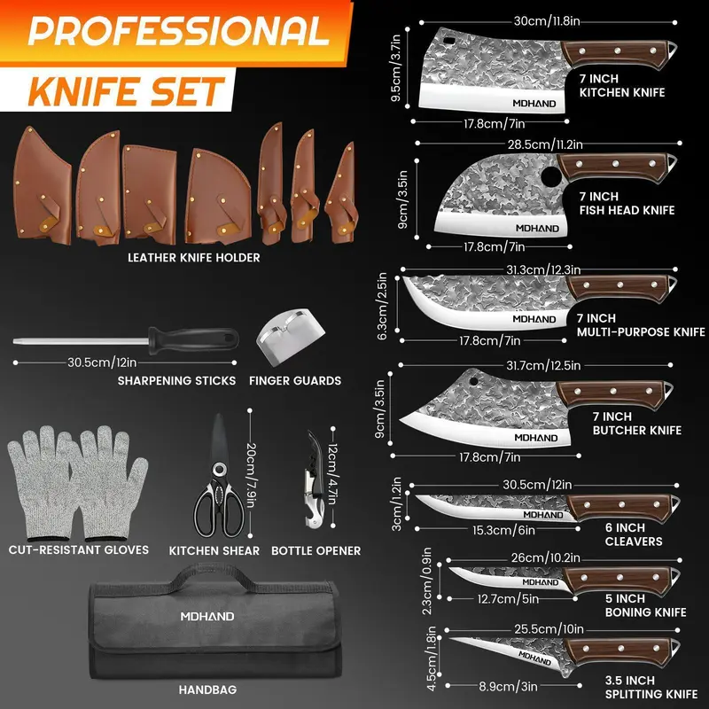 🔥 Special Offer — 14-Piece High-Carbon Stainless Steel Kitchen Knife Set with Wooden Handles & Accessories 🔪
