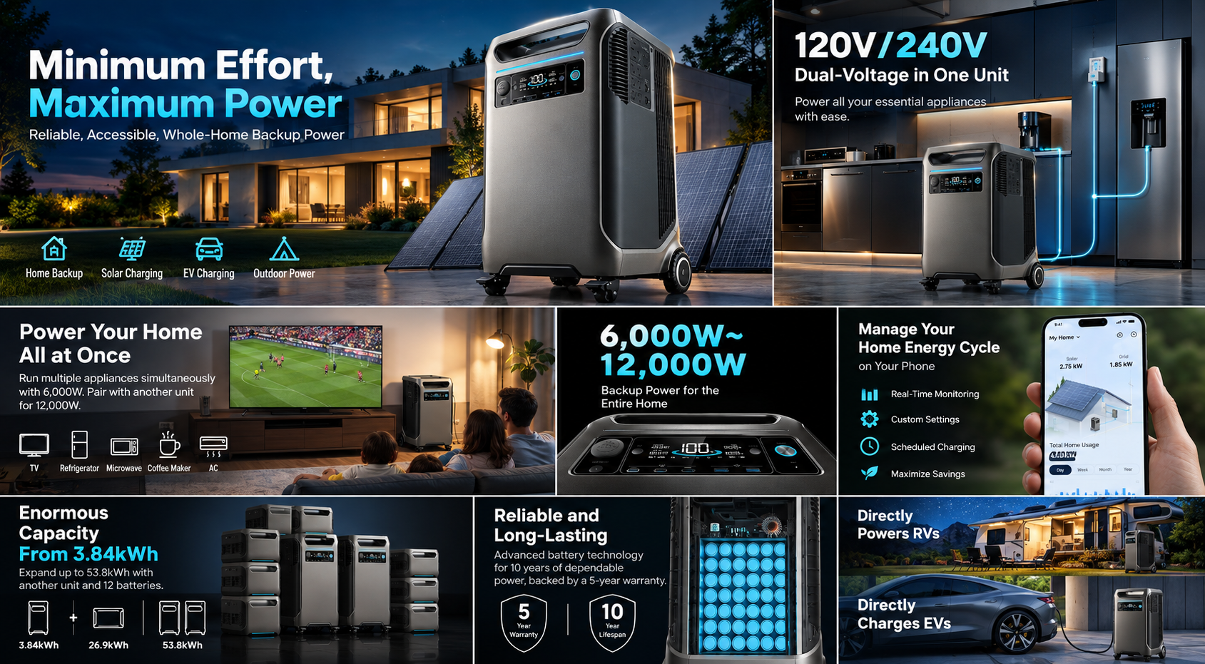 🔥 F3800 Portable Power Station – 3840Wh 6000W Home Backup & Solar Generator
